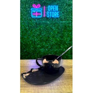 TAZA + PLATO PREMIUM GATO