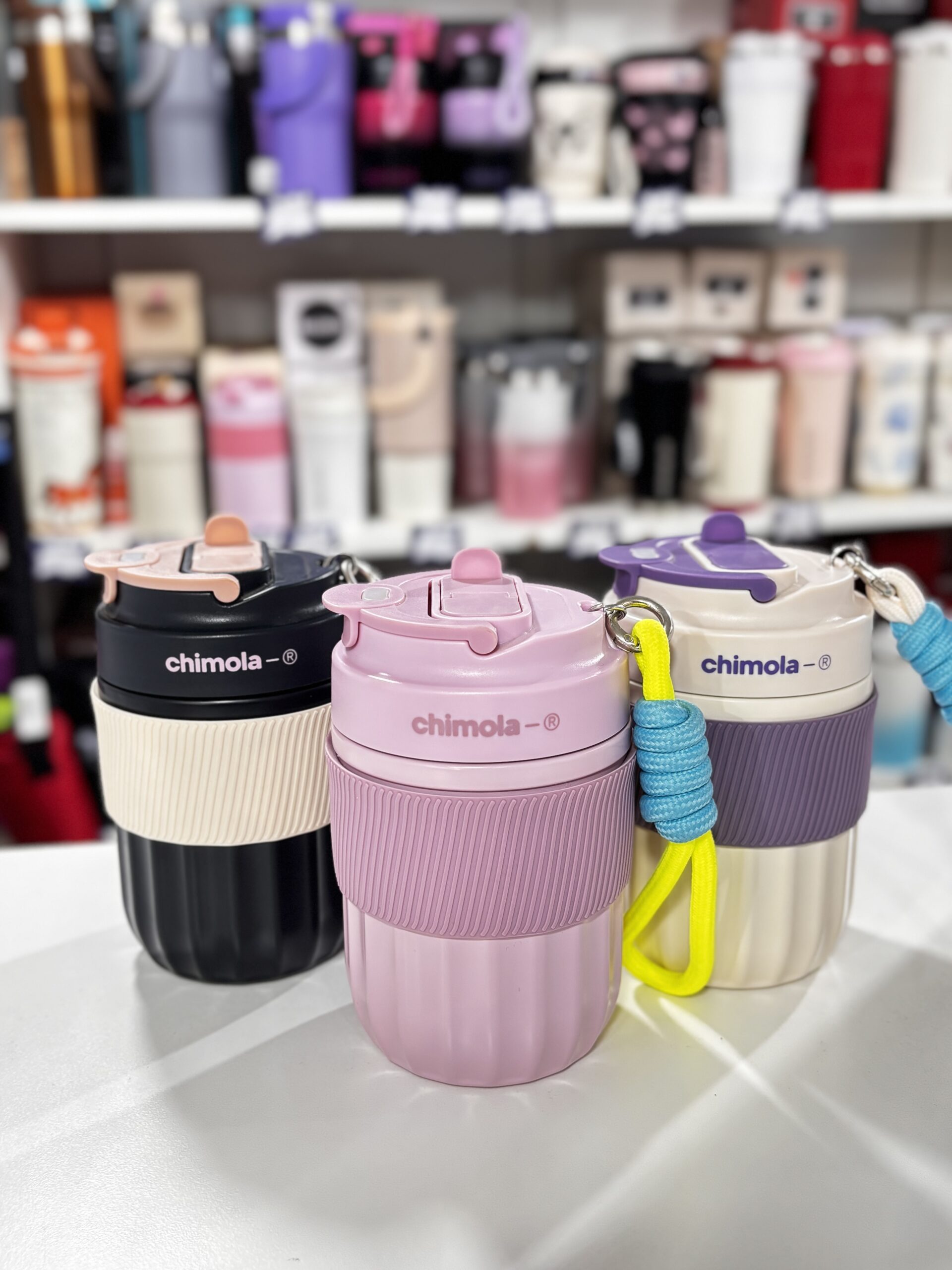 VASO TERMICO ACERO DOBLE PICO CON CORREA Y GOMA ANTIDESLIZANTE CHIMOLA