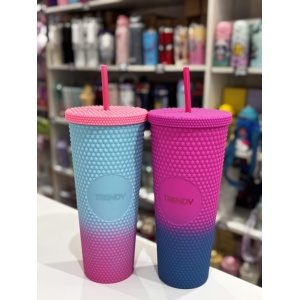 VASO ACRILICO CON ROMBOS DEGRADE ENGOMADO XL TRENDY