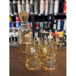 BOTELLA LICORERA + 6 VASOS AMBAR