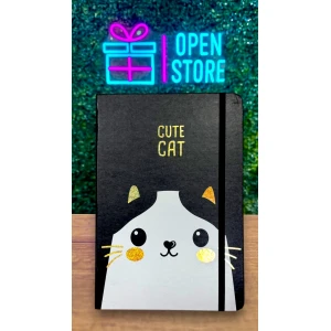 CUADERNO A5 LOMO GATITO BLANCO Y NEGRO
