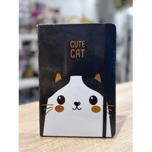 CUADERNO A5 LOMO GATITO BLANCO Y NEGRO