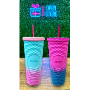 VASO ACRILICO CON ROMBOS DEGRADE ENGOMADO XL TRENDY