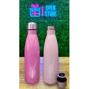 BOTELLA ACERO 500ML BRILLOSA CON TAPA A ROSCA TRENDY