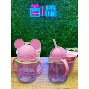VASO INFANTIL PLASTICO CON ASAS Y PICO SILICONA MINNIE / STITCH