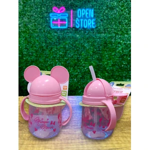 VASO INFANTIL PLASTICO CON ASAS Y PICO SILICONA MINNIE / STITCH