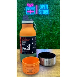 BOTELLA PREMIUM DE ACERO 1L BUDDY ASOBU (CON 2 CONTENEDORES DE ALIMENTO PARA MASCOTAS)