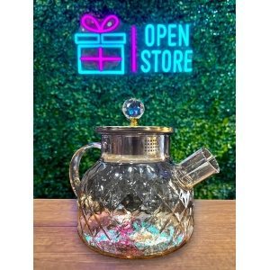 TETERA DE VIDRIO 1L ROMBOS AMBAR