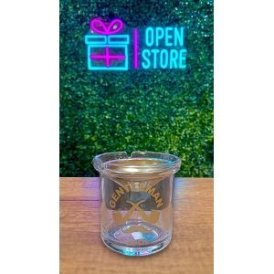 CENICERO DE VIDRIO CON EMBUDO DORADO