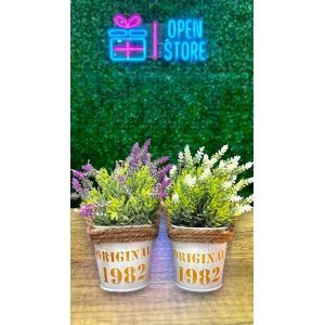 PLANTA ARTIFICIAL CON MACETA METAL Y SOGA