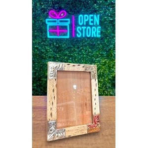 PORTARRETRATO DE CARDON CON ESQUINEROS DE ALPACA 18X24CM