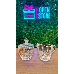 SET AZUCARERA + LECHERA DE VIDRIO LABRADO