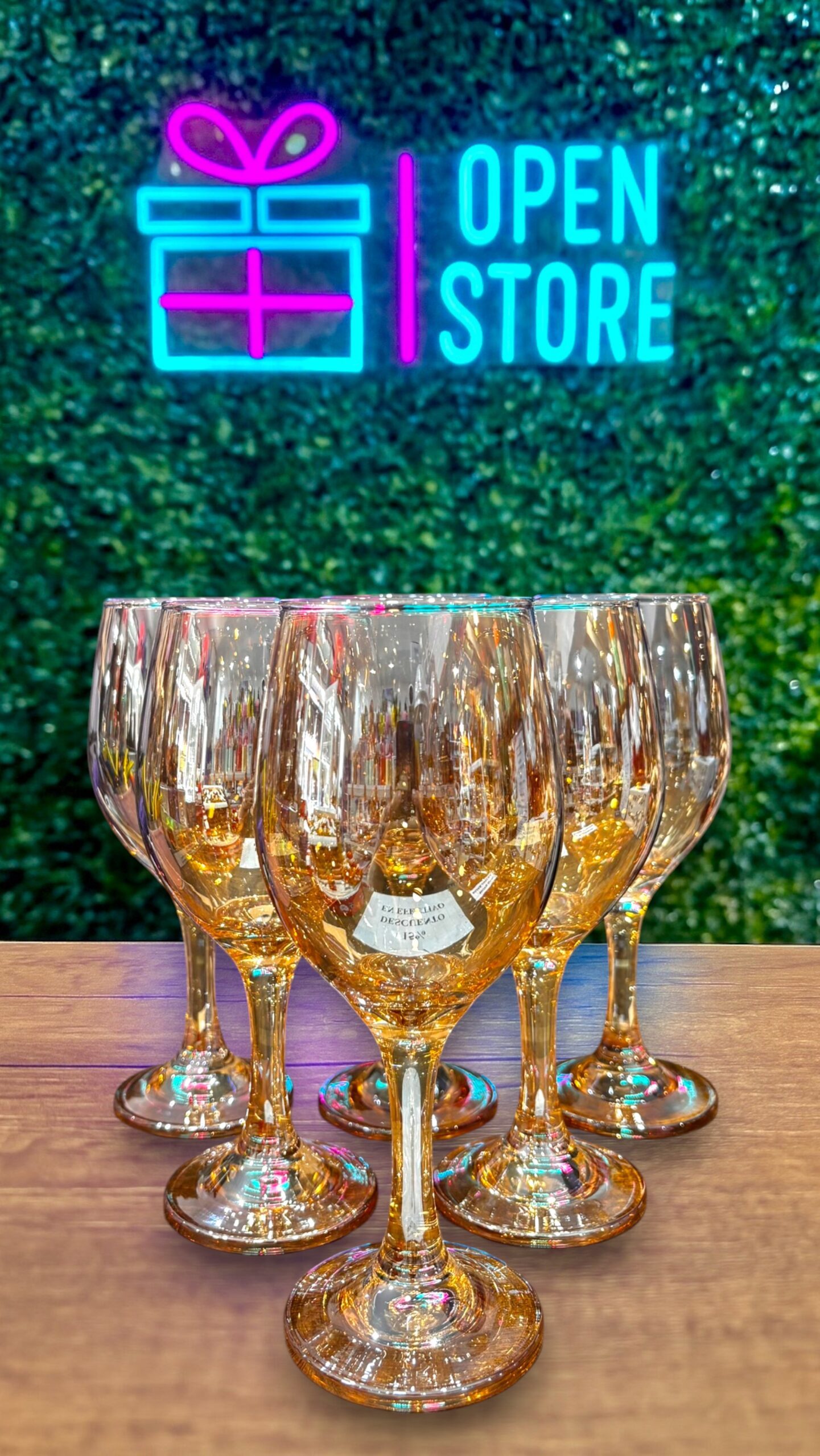 COPAS DE VINO COLOR AMBAR X6