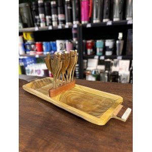 BANDEJA COPETINERA DE PALO SANTO 44X15CM CON 12 PINCHES