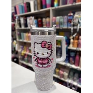 VASO QUENCHER STITCH - HELLO KITTY CON BRILLO