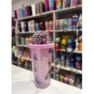 VASO ACRILICO GEL CON MARIPOSA 3D Y LUCES