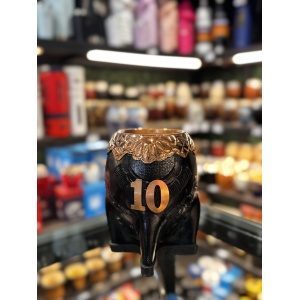 MATE TORPEDO CON VIROLA CINCELADA COBRE Y CUERO TALLADO CON DIJE "10"