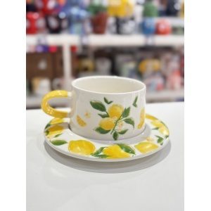 TAZA CON PLATO LIMONES