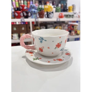 TAZA CON PLATO FLOREADA