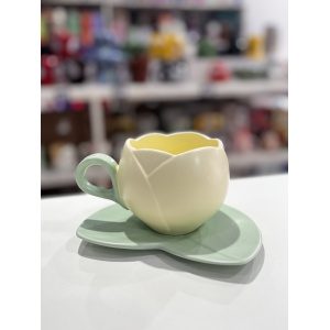 TAZA DE ROSA CON PLATO