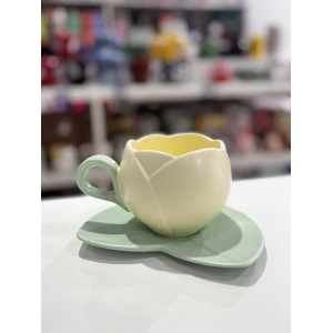 TAZA DE ROSA CON PLATO