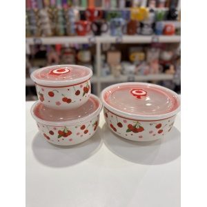 SET HERMETICOS CERAMICA X3 FRUTILLAS - CEREZAS