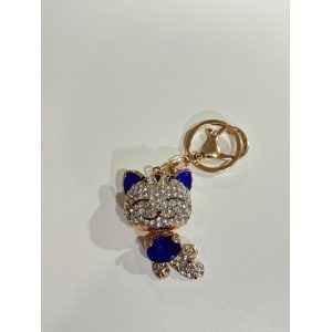 LLAVERO METAL Y GEMAS GATITA